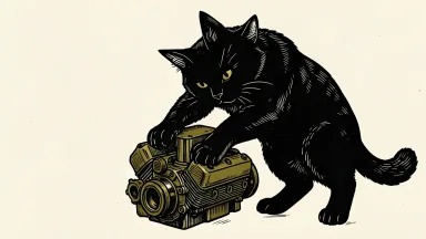 Red Cat proposes a purchase offer for Steyr Motors, shown as a cat silhouette over an engine block.