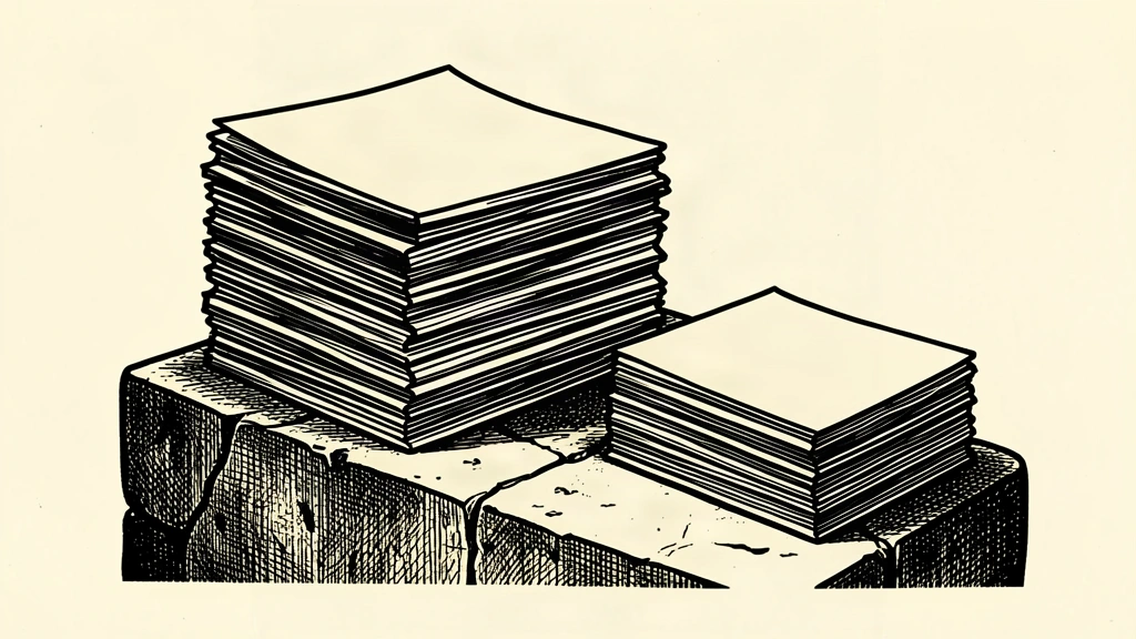 A comparison of two stacks of Treasury bills on a pedestal, with the second stack being visibly shorter to represent the drop in the bid-to-cover ratio.