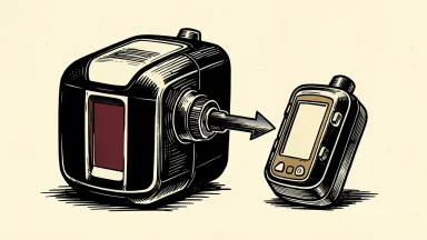 Medtronic insulin pump splits into two identical pumps, one emerging from the other.