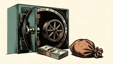 Truist Financial's earnings show a bank vault with a stack of cash and a deflated money bag beside it.