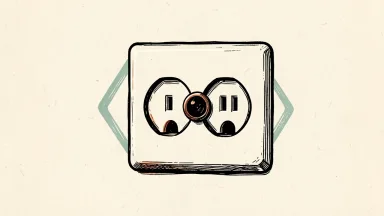UL Solutions warns of wall outlets modified with hidden cameras, shown as an outlet with a lens.