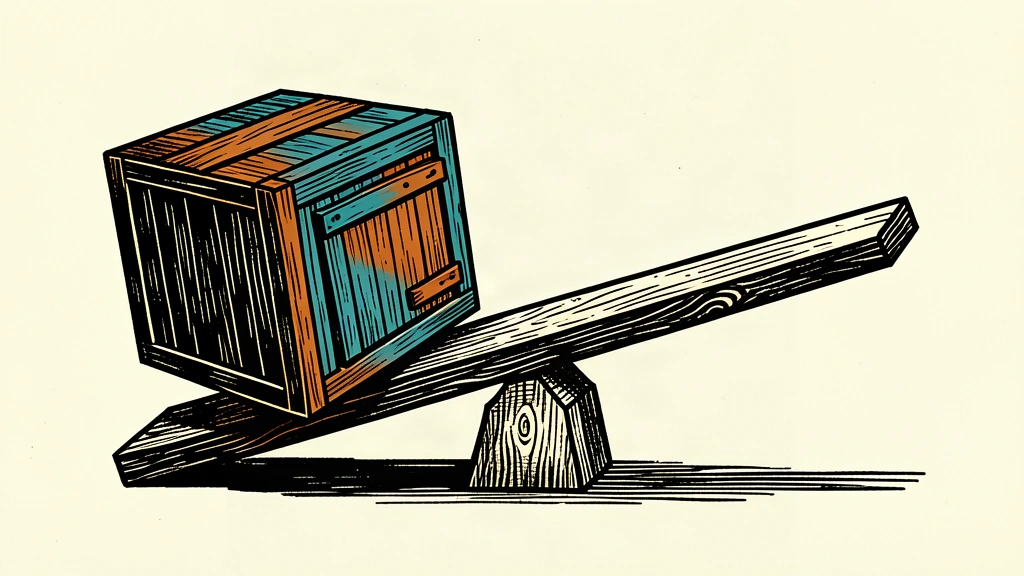 An editorial illustration showing a silicon wafer and a shipping crate weighing down one side of a balanced beam, causing the other side to rise.