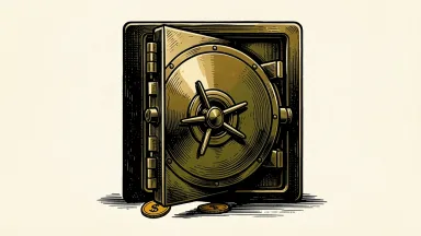 Regions Financial exceeds earnings estimates with a vault door and a gold coin.