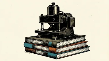 Quantum Cyber's acquisition of Bridgeport Manufacturing supported by audited financials: a heavy industrial press resting on a foundation of thick ledger books.