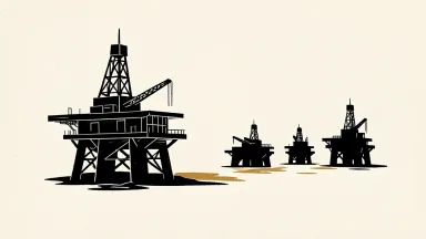 Chevron evacuates most Gulf personnel, showing tilted oil platforms with distant upright ones.