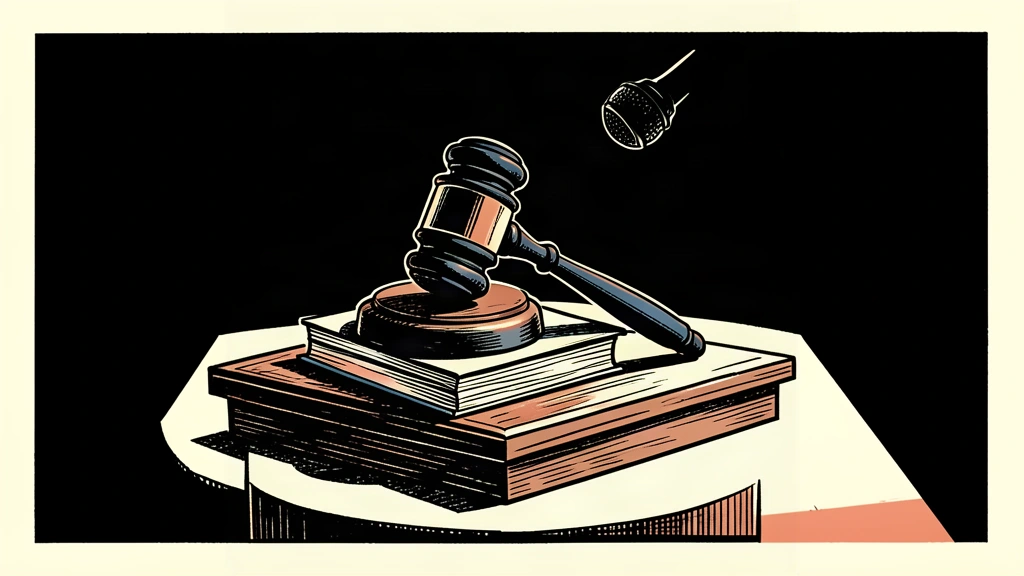 A gavel and legal papers sit on a university podium in a dark hall, symbolizing a wrongful death notice.