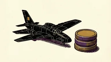 Lockheed Martin dividend increase shown as a military aircraft silhouette with three stacked coins.