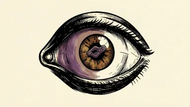 Glaukos iDose TR clinical trial success: a stylized medical eye model with a small implant visible within the clear lens area.